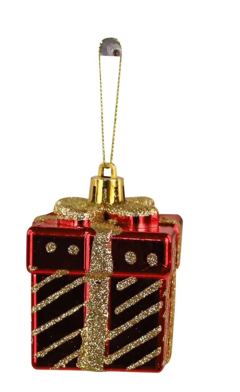 4x ornement noël cadeaux rouge