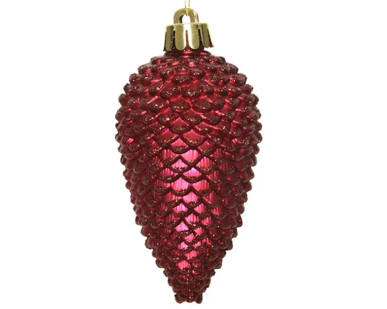 6X pomme Pin Paillettes Bordeaux 4,5x8 cm